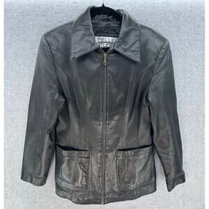VTG Pelle Studio by Wilson's Leather Womens sz M Black Leather Zipup Jacket SOFT